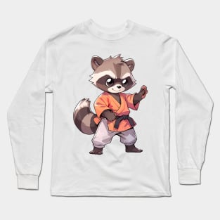 Kawaii Style Karate Master Raccoon Long Sleeve T-Shirt